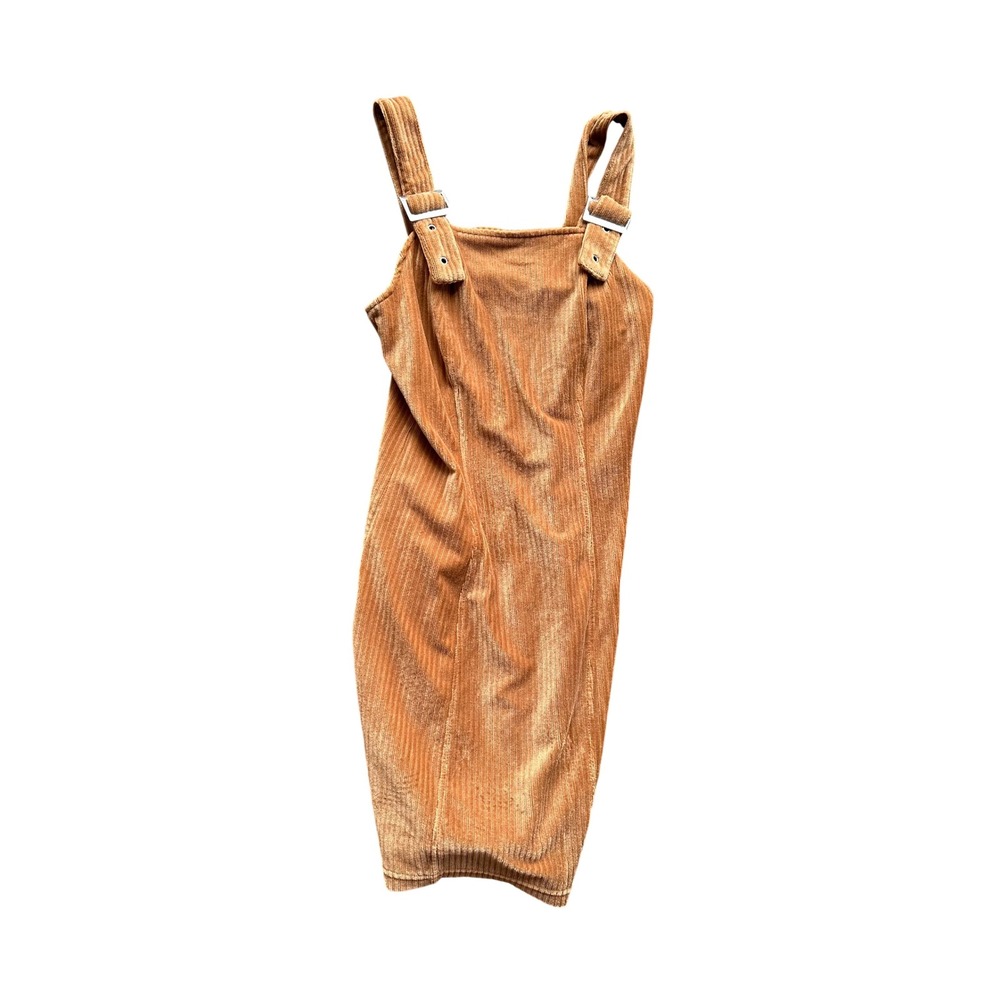 No Boundaries Corduroy Overall Pinafore Mini Dress Brown Tan Small 3-5